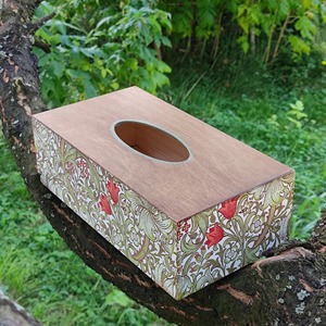 Caja de pañuelos de madera con ventana de cristal y diseño impreso, para colección de hogar moderno, estuche de accesorios al por mayor - Product Image 5