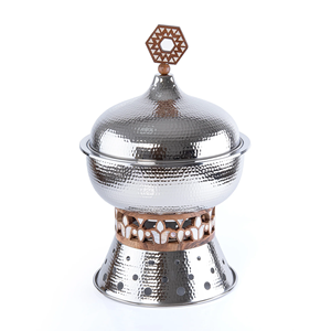 Hand Hammered Traditional Stainless Steel Chafing Dish Decorative Wooden Inlay Non-Stick Durable Luxury Food <b>Warmer</b> <b>Buffet</b> Fine - Product Image 1