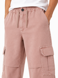 Pantalon cargo jogger décontracté rose pour homme avec plusieurs poches, coupe décontractée, style streetwear, bas de tenue élégant et élastique - Product Image 5