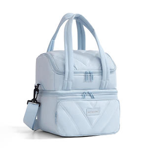 Premium Peach Quilted Thermal Lunch <b>Box</b> Durable Leakproof <b>Meal</b> <b>Prep</b> Bag with Adjustable Shoulder Strap for Picnic and Travel - Product Image 4