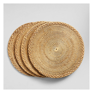 Salvamanteles redondo hecho a mano de jacinto de agua y ratán, ecológico, antideslizante, resistente al calor, tejido, para cocina estilo boho o rústico. - Product Image 2