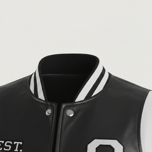 Veste en cuir personnalisée pour homme, veste varsity bomber, streetwear haut de gamme, fournisseur direct d'usine OEM, vente en gros - Product Image 1