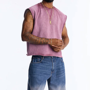 Custom Made Acid Washed Breathable Quick Dry Polyester/Cotton Crew Neck Fashion Wear <b>Cropped</b> Design Summer Outdoor Tank <b>Top</b> - Product Image 2