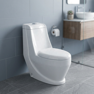 WC monobloc moderne en céramique à double chasse, à sortie verticale (S-Trap) ou horizontale (P-Trap), pour projets en pays du Golfe - Product Image 4