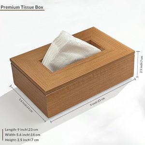 Modern Wood Grain Facial Tissue Holder with Easy Refill Cover-Table Organizer Decor for Home and Office - Product Image 1