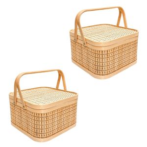 Panier-cadeau en bambou le plus vendu, panier en bambou écologique avec couvercle et poignées pour pique-niques, cadeaux de mariage, décoration intérieure - Product Image 1