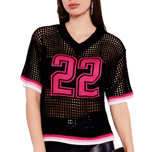 Maillot de football américain unisexe personnalisé en maille ouverte à col en V avec numéro et graphique imprimés par sublimation, style streetwear, marque privée - Product Image 3