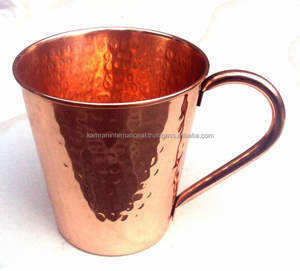 Taza de barril martillado de Metal de cobre sin BPA hecha a mano, taza de mula de Moscú Vintage, mango de cobre ecológico para beber Navidad - Product Image 3
