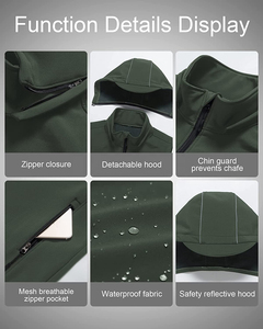 Gilet Softshell à Capuche Premium OEM pour Homme, Chauffe-Corps Respirant Multi-Poches, Vêtement Durable pour la Randonnée et les Activités Tactiques en Extérieur - Product Image 4