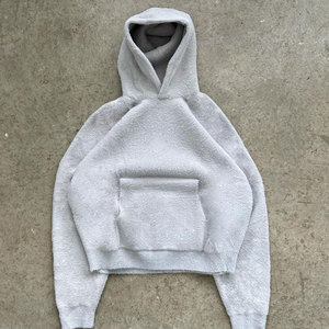 Sudadera con Capucha Corta Unisex, Gris Sólido, Tejido de Algodón, Informal, con Bolsillos, Estilo Otoñal - Product Image 1