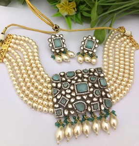 Classy Premium Quality Gold Plated <b>Necklace</b> <b>Set</b> with Earrings <b>Wedding</b> Party Festival Functions Wear Collection Women and Girls - Product Image 1
