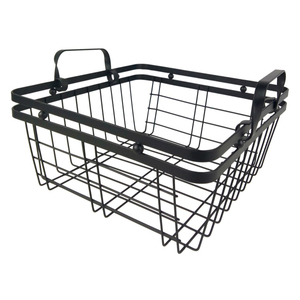 Set Of 2 American Style Metal Wire Storage <b>Basket</b> With Wooden Base Inside Customized Size Shape Color Uses In Home Kitchen - Product Image 5