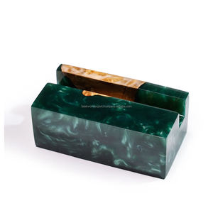 Natural Wood & Epoxy Resin <b>Business</b> <b>Card</b> <b>Holder</b> Customizable Epoxy Resin Office Accessory by Falak World Export - Product Image 1