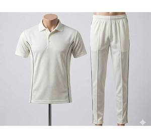 Custom Breathable <b>Cricket</b> Uniform Set-<b>White</b> Polo Shirt And Trousers Team Sports Clothing Professional Mesh Fabric <b>Cricket</b> - Product Image 1