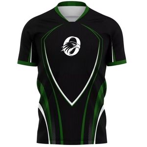 เสื้อฟุตบอลแขนสั้นสีดำและสีเขียว ทรงพอดีตัว ระบายอากาศได้ดี เหมาะสำหรับการฝึกซ้อมและการแข่งขันของทีม - Product Image 1