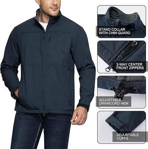 Veste softshell pour homme, légère, chaude, respirante, imperméable, coupe-vent et durable, idéale pour la randonnée, le camping et le trekking en plein air. - Product Image 3