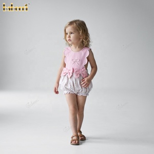 Babeeni 4th July Smocked Bubble Rompers Baby Girls 100% Cotton Short Sleeve Letter Pattern Snap Button Closure Summer OEKO-<b>TEX</b> - Product Image 3