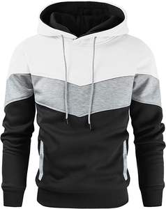 Nueva Sudadera con Capucha de Manga Larga para Hombre, 100% Algodón, Ropa Deportiva Informal de Invierno y Otoño, Estampado de Patchwork, Forro Polar - Product Image 2