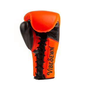 Gants de boxe professionnels personnalisés avec logo, 14/10/16 oz, en cuir, pour entraînement de kickboxing et Sanda, protection UV, fermeture à lacets au poignet - Product Image 3