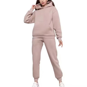 Conjunto de Sudadera Unisex de Color Sólido con Cierre de Cremallera, Manga Larga, Estilo Casual Urbano, Corte Holgado, Bolsillos Laterales, Algodón Ligero - Product Image 2