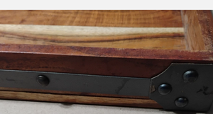 Plateau de service en bois rustique vintage avec poignées découpées intégrées - Product Image 4
