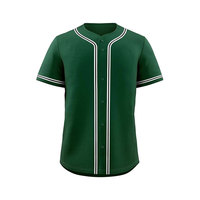 Maillot de baseball vert personnalisé unisexe à manches courtes, boutonné sur le devant, respirant, en polyester, pour toutes les saisons, uniforme d'équipe