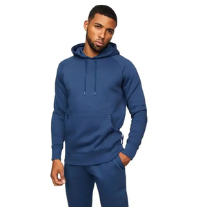 Sudadera Unisex Azul Sólido con Cierre de Cremallera, Conjunto Deportivo Casual de Manga Larga con Bolsillos Laterales y Cintura Elástica, Estilo Urbano Regular - Product Image 1