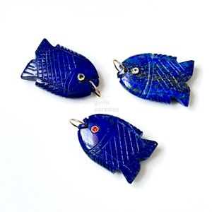 Pendentif Poisson en Lapis Lazuli AAAA, Collier en Argent 925 Fait Main avec Pierre Précieuse, Breloque en Cristal de Guérison Sculptée à la Main, Bijou de Luxe Tendance - Product Image 4