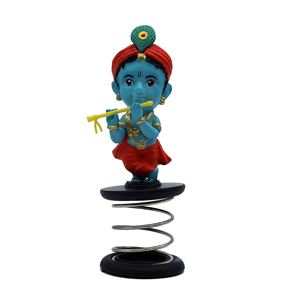 Idole décorative Krishna en PVC et ABS recyclables, écologiques, de couleur bleue, pour tableau de bord de voiture, maison ou temple, modèle Bhakti Bansi-dhar Flute - Product Image 1