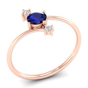 แหวนหมั้นเพชรโมอิสซาไนต์ประดับพลอยไพลินสีน้ำเงินทองคำแท้ 14K คุณภาพสูง REYES สำหรับผู้หญิง เครื่องประดับอัญมณีชั้นดีสำหรับสุภาพสตรี - Product Image 2