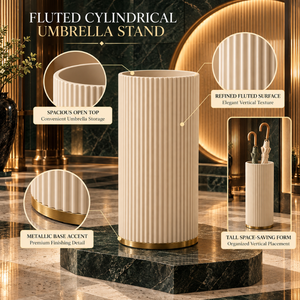 Elegante Soporte para Paraguas Cilíndrico Acanalado con Base Metálica Decorativa |   Organizador Vertical Premium para el Hogar Moderno y Hoteles - Product Image 5