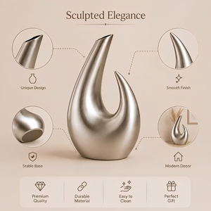 Jarrón de Aluminio Esculpido de Lujo con Diseño de Cuerno Curvo |   Base Estable y Duradera con Acabado Mate, Decoración Moderna para el Hogar - Product Image 5