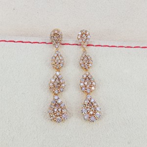 Round Cut Natural <b>Diamond</b> Ladies Drop <b>Dangle</b> <b>Earrings</b> 1.80 Cttw 925 Sterling Silver Yellow Plating Prong Set Trendy Wholesale - Product Image 2