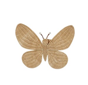 Adorno tejido de alas de mariposa para dormitorio de bebé estilo escandinavo, decoración de ratán para niños, material vegetal natural, arte natural esculpido. - Product Image 1