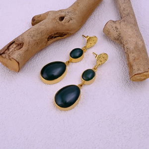 Gold Plated <b>Green</b> Aventurine Gemstone Drop <b>Earring</b> Wholesale Boho Jewelry for Mothers Day Gifts - Product Image 1