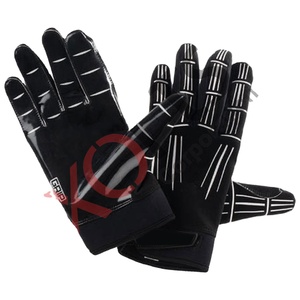 Guantes de Fútbol Americano Personalizados con Nombre y Logotipo, Agarre Antideslizante, Color Negro y Blanco, Correa Ajustable, Alto Brillo, Ultra Resistentes para Deportes al Aire Libre - Product Image 1