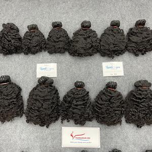 Precio al por mayor Septiembre al vapor birmano rizado color negro natural máquina trama cabello listo para enviar extensión de cabello - Product Image 2