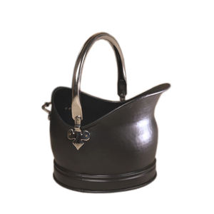 Cubo de carbón de metal con acabado negro antiguo y asa, para el hogar, jardín exterior, accesorios para chimenea - Product Image 1