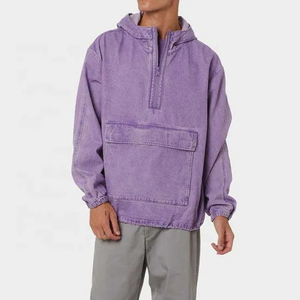 Sweat à capuche en denim 100 % coton à manches longues personnalisé pour hommes – Vente en gros, haute qualité, pour l'hiver, délavé à l'acide, couleur unie - Product Image 6