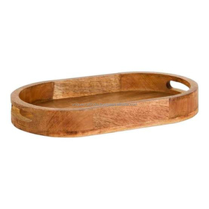Bandeja de Servir Rectangular de Madera Personalizada con Asas de Latón, Estilo Rústico, de Nogal, Acacia o Teca, para Desayuno, Comida, Decoración del Hogar - Product Image 4