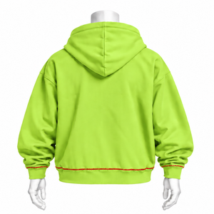 เสื้อฮู้ดปักลายดอกไม้สีเขียวมะนาว ทรงโอเวอร์ไซส์ มีกระเป๋าจิงโจ้ สไตล์ลำลอง สตรีทแวร์ สำหรับฤดูหนาว - Product Image 2