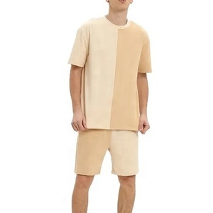 QUANTA INTERNATIONAL Herren Hellgelbes Rundhals Schnelltrocknendes Strick-T-Shirt Shorts Set Streetwear Digital Bedruckt Lässig Sommer - Product Image 1