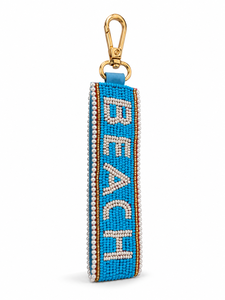 Sstringz Handmade Blue Beaded BEACH <b>Keychain</b> Decorative Heart Pendant Key Holder Stylish Backpack Charm <b>Personalized</b> Promotional - Product Image 2
