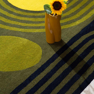 Mid Century Modern Geometric <b>Abstract</b> Hand Tufted New Zealand Wool Area <b>Rug</b> Custom Designer Carpet Manufacturer Factory - Product Image 5