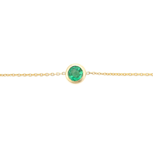 Pulsera de Oro Amarillo de 14K con Esmeralda Redonda de 3.5 mm, Piedra Única, Diseño Personalizado Unisex, Joyería al por Mayor, Piedra de Nacimiento de Mayo - Product Image 3