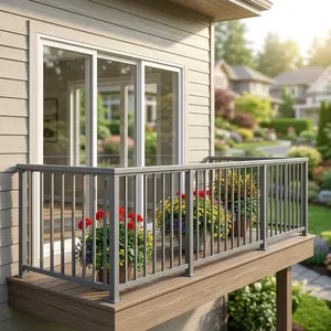 Rampe de balcon moderne en acier, fixation au sol, résistante à la rouille, finition noire, pour extérieur - Product Image 3