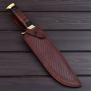 Couteau Bowie artisanal, forgé sur mesure, à lame fixe, pour la chasse, avec manche gainé de cuir, couteau de survie robuste, vente en gros - Product Image 3