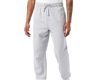 Pantalon de survêtement gris pour homme à taille élastique avec poches latérales, décontracté, tricoté, mi-lourd, respirant, pour l'automne - Product Image 1