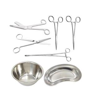 Kit de pansement chirurgical en acier inoxydable pour interventions chirurgicales mineures avec plateau réniforme, bol, forceps et ciseaux - Product Image 1