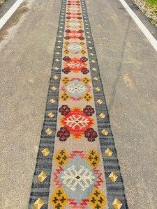 Rustic Southwestern Kilim <b>Runner</b> Carpet Wool Jute Handmade Tribal Floor <b>Rug</b> Boho Entryway Farmhouse Hallway Corridor Decor - Product Image 6